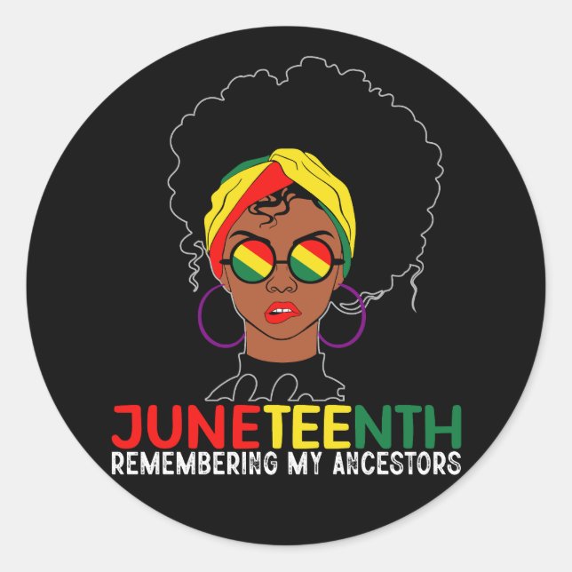 Adesivo Redondo Mulher Negra de Cabelo Local Remebertando Meus Anc (Frente)