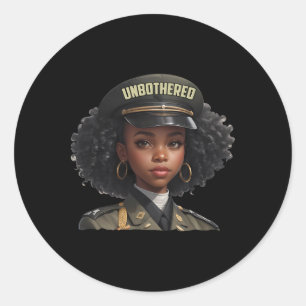 Adesivo Redondo Mulher Negra Imperturbável Melanina Locs Camo Pret