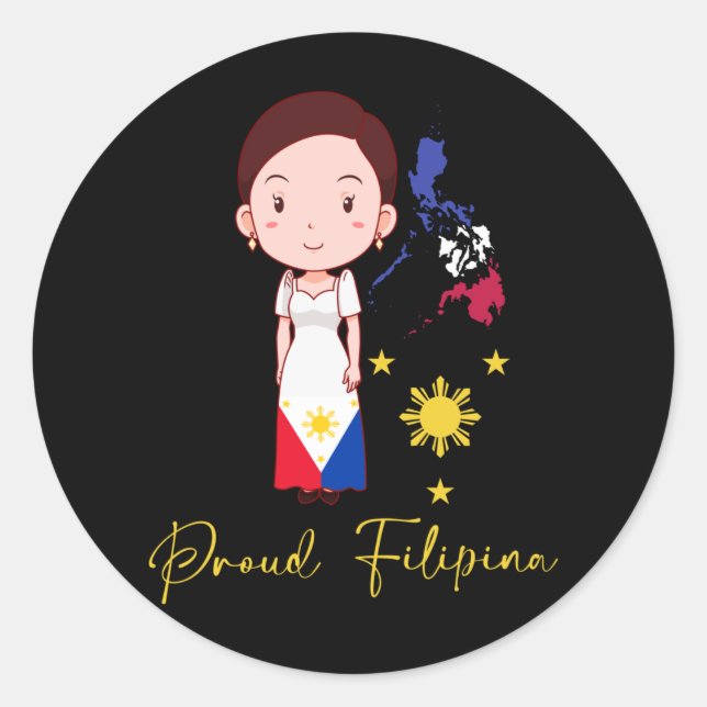 Adesivo Redondo Mulher orgulhosa das Filipinas Filipina Pide Pinay (Frente)