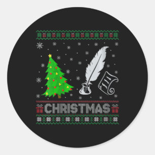 Adesivo Redondo Mulher Poesia Árvore Xmas Iluminação Feia De Natal