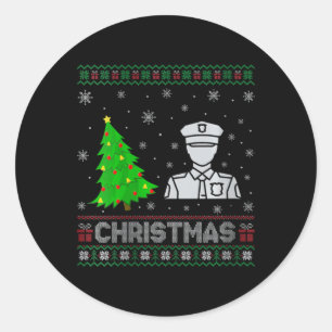 Adesivo Redondo Mulher Policial Xmas Tree Lighting Ufly Christmas