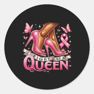 Adesivo Redondo Mulher Rainha Negra Lutando Como Um Cancer Da Rain