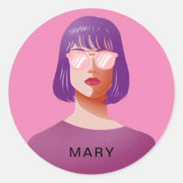 Adesivo Redondo Mulher rosa-chic e elegante