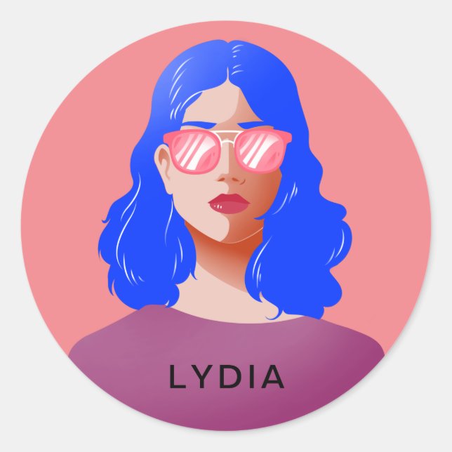 Adesivo Redondo Mulher rosa-chic e elegante (Frente)