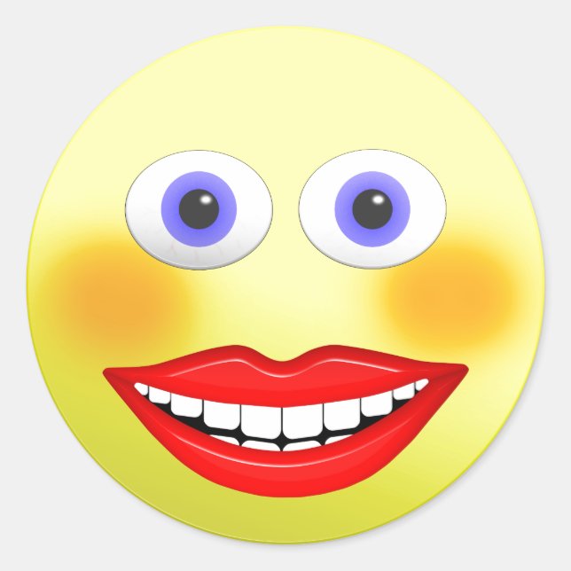 Adesivo Redondo Mulher Sorridente Com Boca Sorridente (Frente)