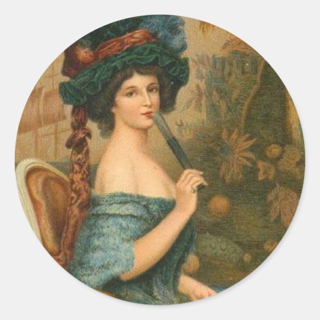 Adesivo Redondo Mulher Vitoriana (Frente)
