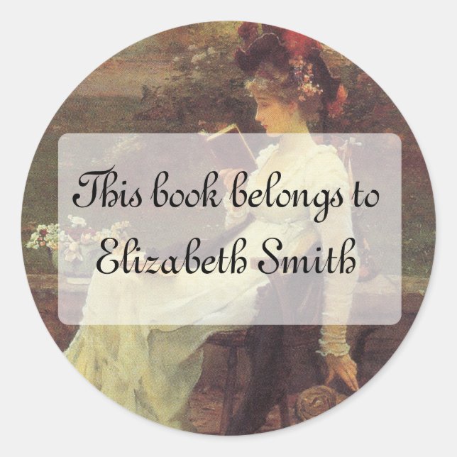 Adesivo Redondo Mulher Vitoriana Leitura V2 (Frente)