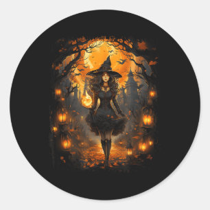 Adesivo Redondo Mulher Witchy Girl Halloween Costume Witchcraft Wi