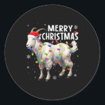 Adesivo Redondo Mulher Xmas Lighting Santa Hat Feliz Christma<br><div class="desc">Mulheres Xmas Lighting Santa Hat Goat Feliz Natal</div>