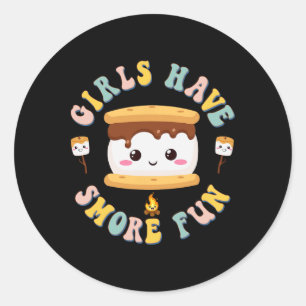 Adesivo Redondo Mulheres Acampando Kawaii Smores Meninas Têm Mais