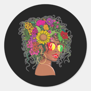 Adesivo Redondo Mulheres Afro-Americanas Negras Melanin Queen Ju