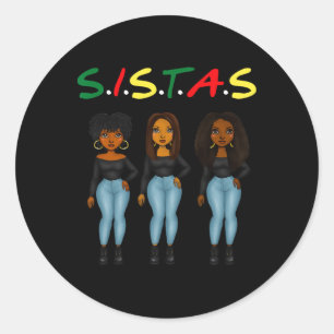 Adesivo Redondo Mulheres Afro Juntas Orgulhosas Sistas Quee