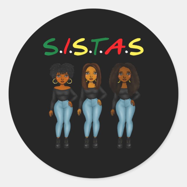 Adesivo Redondo Mulheres Afro Juntas Orgulhosas Sistas Quee (Frente)
