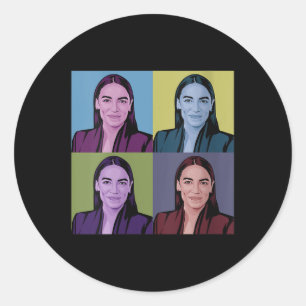 Adesivo Redondo Mulheres Aoc Alexandria Ocasio-cortez Primeira Mul