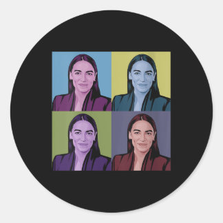 Adesivo Redondo Mulheres Aoc Alexandria Ocasio-cortez Primeira Mul