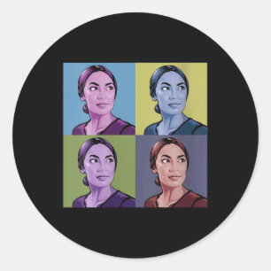 Adesivo Redondo Mulheres Aoc Alexandria Ocasio-cortez Primeira Mul