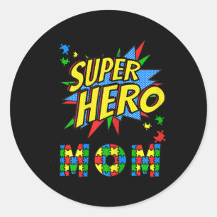 Adesivo Redondo Mulheres Autismo Consciência Para Super Herói Mãe