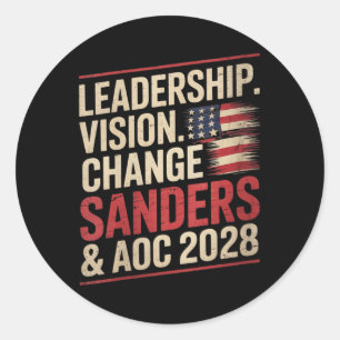Adesivo Redondo Mulheres Bernie Sanders E Aoc 2028 Para O Presiden