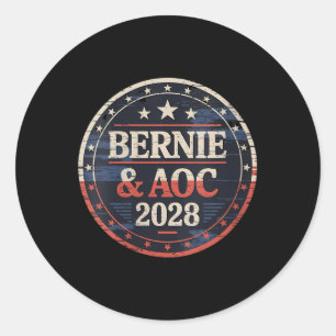 Adesivo Redondo Mulheres Bernie Sanders E Aoc 2028 Para O Presiden
