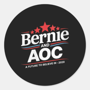 Adesivo Redondo Mulheres Bernie Sanders E Aoc 2028 Para O Presiden