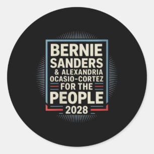 Adesivo Redondo Mulheres Bernie Sanders E Aoc 2028 Para O Presiden