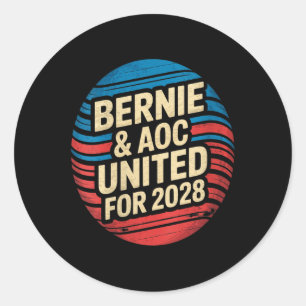 Adesivo Redondo Mulheres Bernie Sanders E Aoc 2028 Para O Presiden