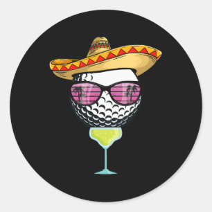 Adesivo Redondo Mulheres Bola de Golfe Cinco De Mayo Com Margarita