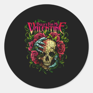 Adesivo Redondo Mulheres Bullet My Valentine Crânio Rosas E R Dive