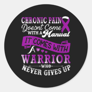 Adesivo Redondo Mulheres Chronic Pain Awarness Guerreiro Purple Ri
