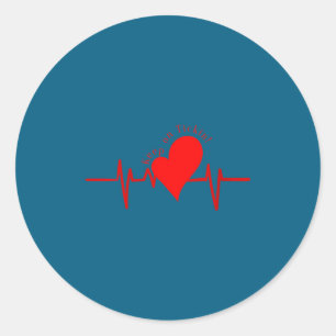 Adesivo Redondo Mulheres Continuem Tickin! Ekg Batimento Cardíaco 