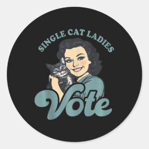 Adesivo Redondo Mulheres De Gato Sem Filhos Vote Kamala Harris 202
