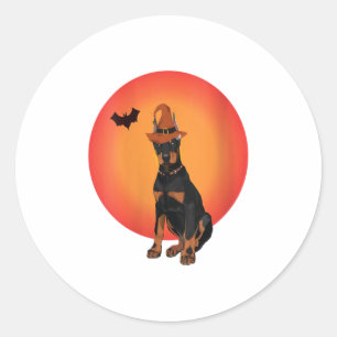Adesivo Redondo Mulheres Doberman Dog Halloween Dift Puppy e