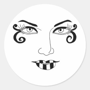Adesivo Redondo mulheres enfrentam arte original de moda divertida