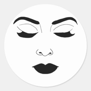 Adesivo Redondo Mulheres Enfrentam Olhos Fechados Arte de Beleza