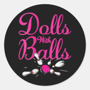 Adesivo Redondo Mulheres Engraçadas Mulheres Meninas Boliche Equip