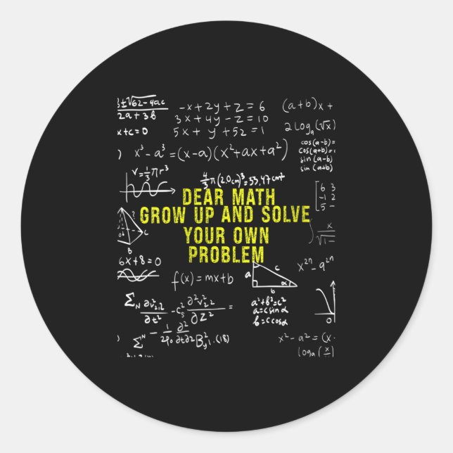 Adesivo Redondo Mulheres Engraçadas Querida Matemática Cresce E Re (Frente)