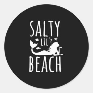 Adesivo Redondo Mulheres Engraçadas Sereia Salty Lil' Praia 70 Se