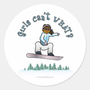 Adesivo Redondo Mulheres Escuras Snowboard