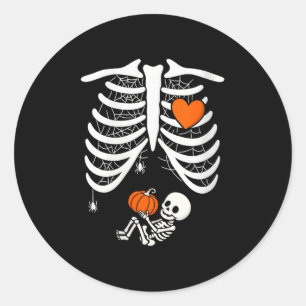 Adesivo Redondo Mulheres Esqueleto Bebê Grávida Xray Rib Cage Para