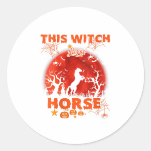 Adesivo Redondo Mulheres Esta Bruxa Adora Cavalos Camisa Hallowe