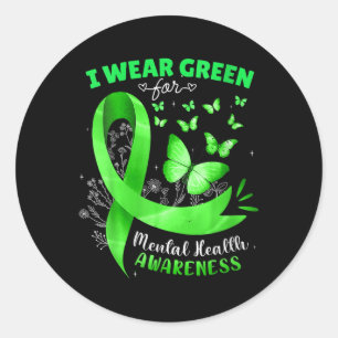 Adesivo Redondo Mulheres Eu Visto Verde Para Sensibilização Mental