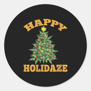 Adesivo Redondo Mulheres Felizes Holidaze Piada Maconha Natal Fuma