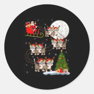 Adesivo Redondo Mulheres Gatos Papai Noel Trenó Voador Divertido M