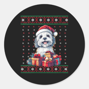 Adesivo Redondo Mulheres Havananananesas O Cão Santa Hat Lover Xma