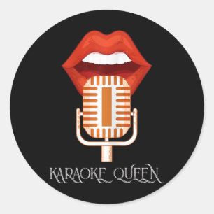 Adesivo Redondo Mulheres Karaoke Queen Singer Music Micropho
