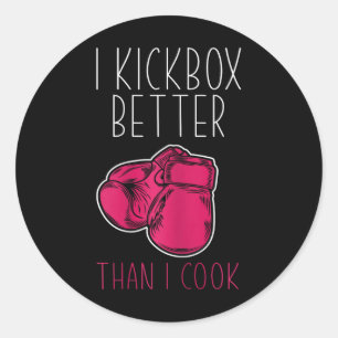Adesivo Redondo Mulheres Kickboxer Engraçado - Eu Amo Kickboxing