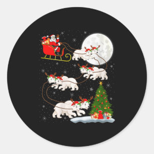 Adesivo Redondo Mulheres Lar Urso Papai Noel Trenó Voador Divertid