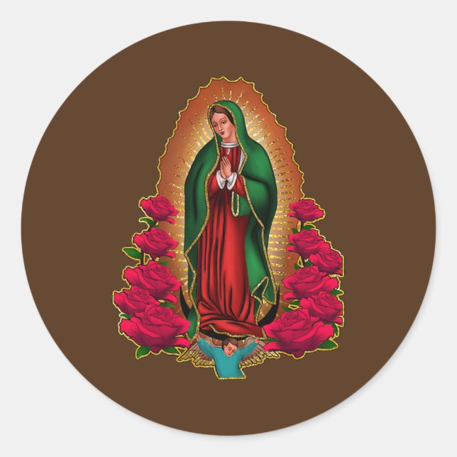 Adesivo Redondo Mulheres Mãe Madre Virgen de Guadalupe Virgin (Frente)