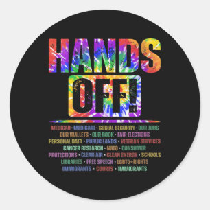 Adesivo Redondo Mulheres Mãos Protestam Segurança Social E Medicin