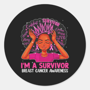 Adesivo Redondo Mulheres Menina, eu sou um Sobrevivente Cancer Con